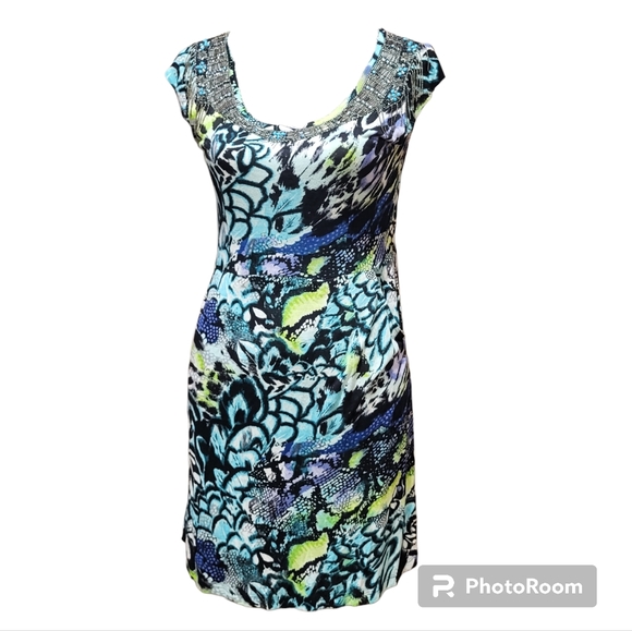 Alberto Makali Dresses & Skirts - Alberto Makali Beaded fringe neckline sheath dress with POCKETS